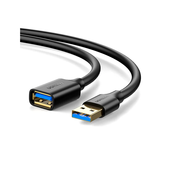 Black USB-A male-to-female extension cable, approximately 39.4 inches long